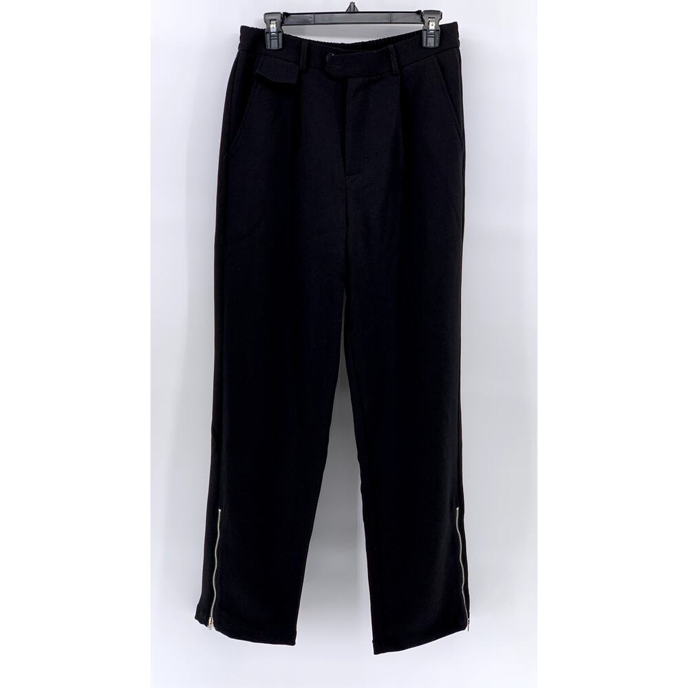 CHIC ERRO Men's Black Straight-Leg Zipper Hem Pants SZ XL